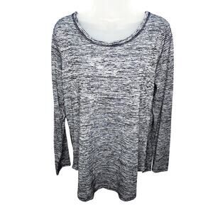 Athleta Navy Blue & Gray Breezy Cutout Long Sleeve Top Women's size Large